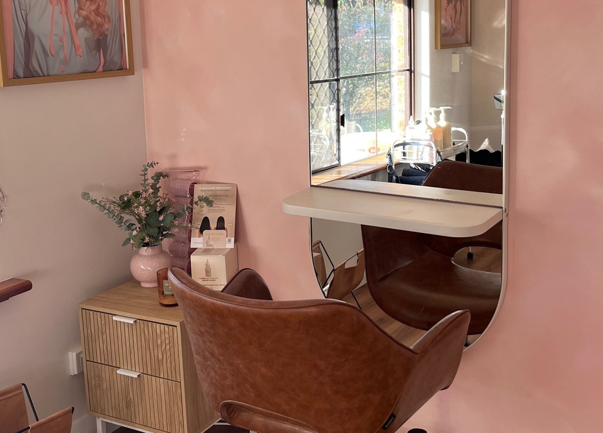 Chic interior of Montana Jo Studio in Gingin, Western Australia, AU with sleek brown chairs and stylish decor.