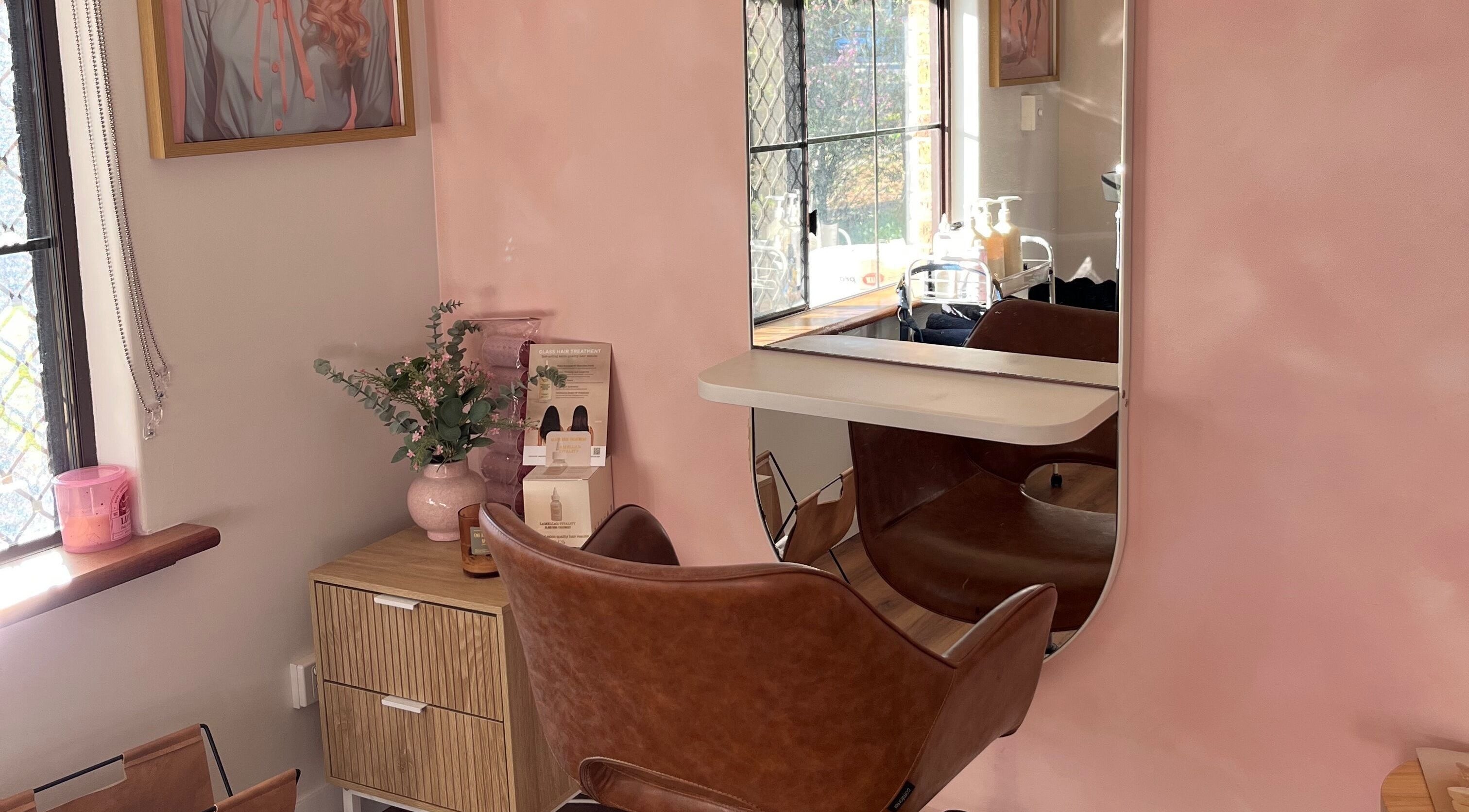 Chic interior of Montana Jo Studio in Gingin, Western Australia, AU with sleek brown chairs and stylish decor.