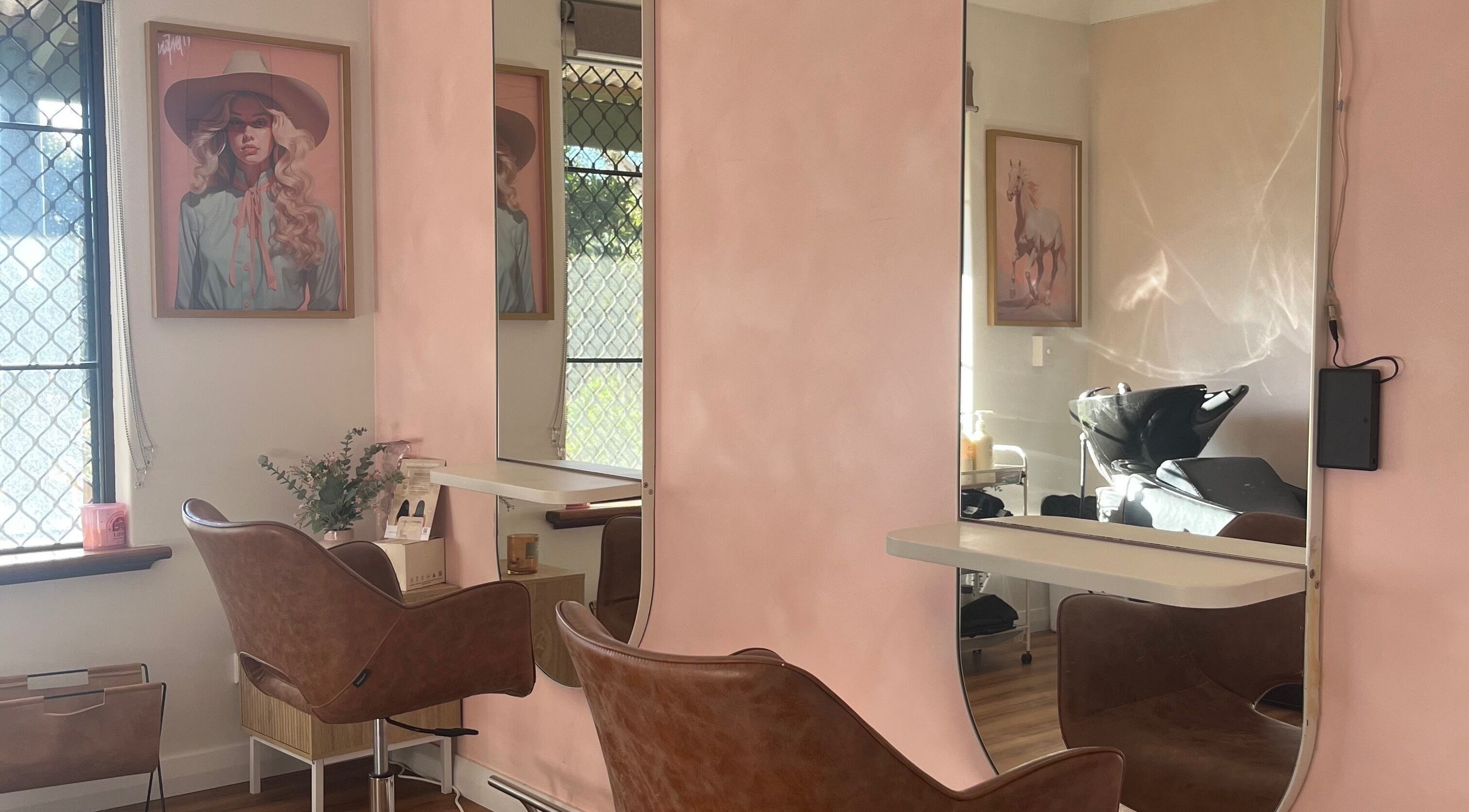Stylish salon interior at Montana Jo Studio in Gingin, Western Australia, AU featuring elegant mirrors and chairs.