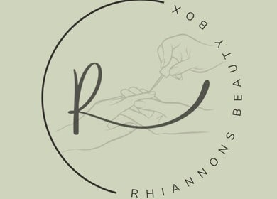 Artistic logo of Rhiannon's Beauty Box in Long Melford, England, featuring elegant nail care.