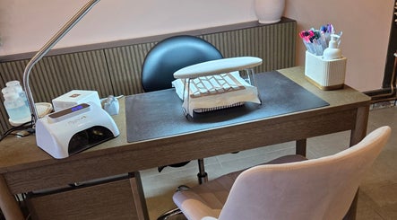 Rhiannon's Beauty Box nail station in Long Melford, England, GB showcasing a stylish setup for manicures.