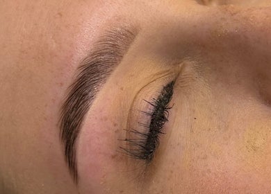Close-up of perfectly shaped eyebrow at Belle Mae Beauty, Fareham, England, GB.