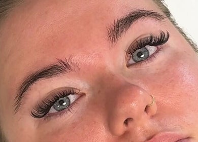Close-up of a woman's eyes with lash extensions from The Lash Cafe | Manchester in Ashton-under-lyne, England, GB.