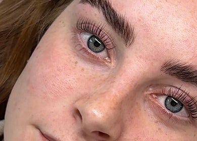 Close-up detail of lash lift at The Lash Cafe | Manchester Lashes, Ashton-under-lyne, England, GB.