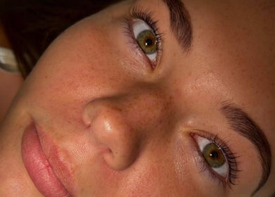 Close-up of beautifully styled lashes at Lashes by Darcie, Hartlepool, England, GB.
