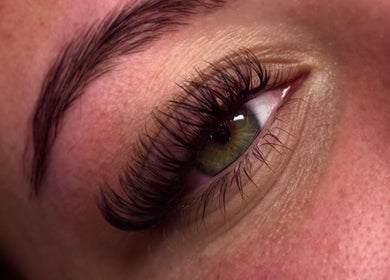 Close up of expertly styled lashes at Lashes by Darcie, Hartlepool, England, GB, showcasing detailed craftsmanship.