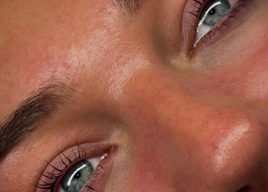 Close-up of styled lashes at Lashes by Darcie, Hartlepool, England, GB.