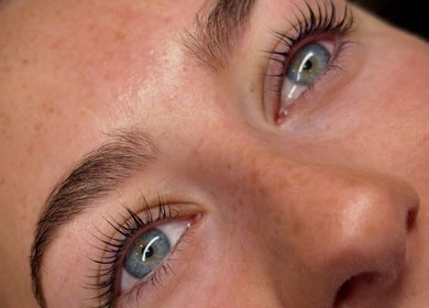 Close-up of expertly styled lashes at Lashes by Darcie in Hartlepool, England, GB.