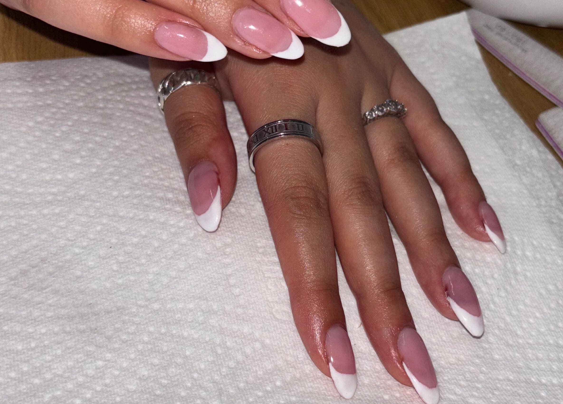 Beautiful French manicure at India Nailed it, Barnoldswick, England, GB.