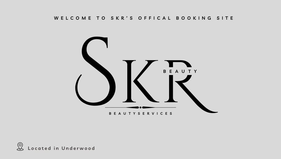 Welcome sign for Skrbeautyservices, located in Underwood, Queensland, AU.