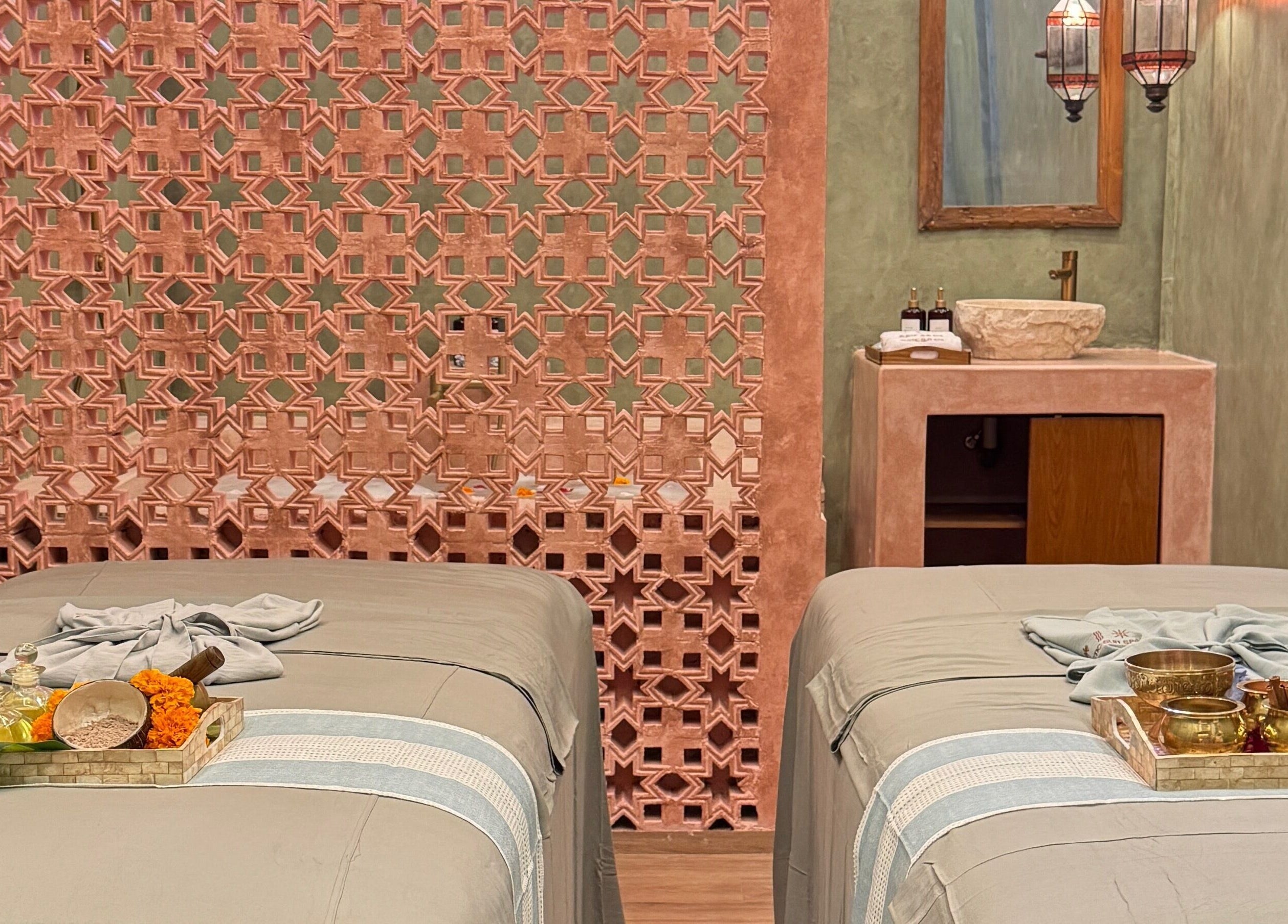The Rustic Sun Spa - Berawa offers a tranquil massage room in Bali, Bali, ID with elegant decor and soothing ambiance.
