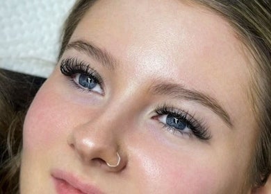 Close-up of a woman's glamorous lashes from Sophabulous - Lashes by Soph, Leeds, England, GB.