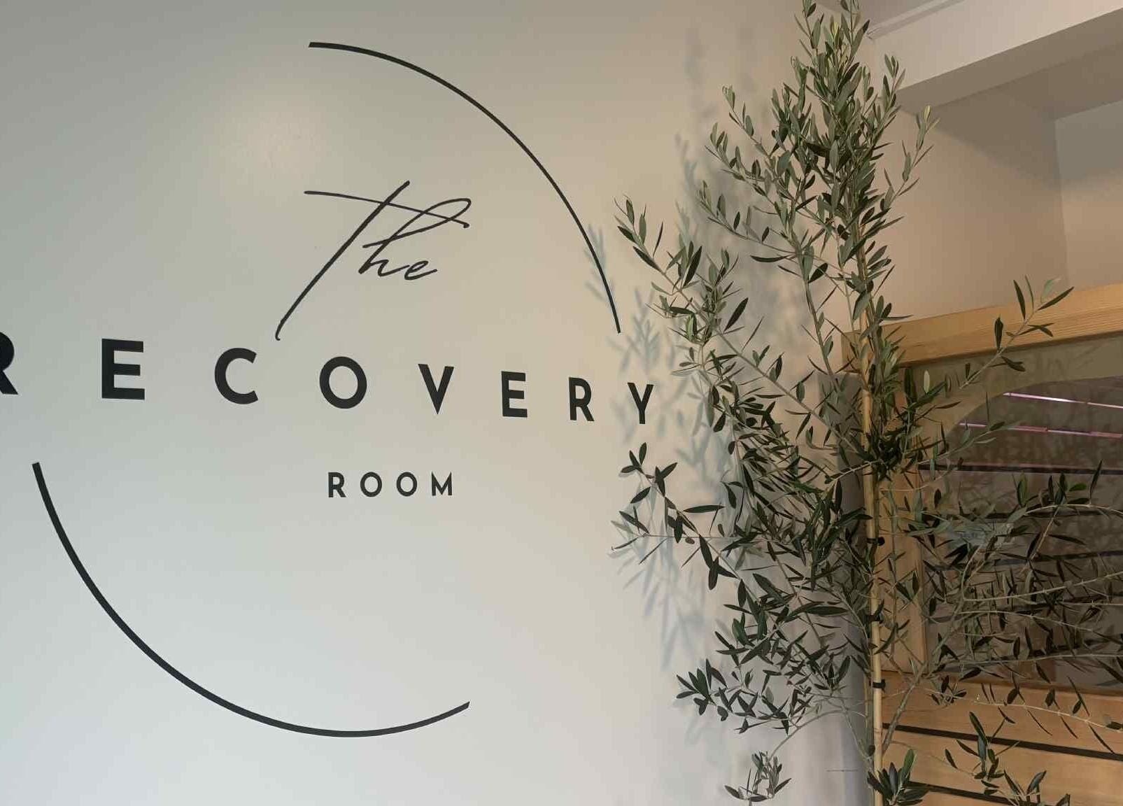 Entrance of The Recovery Room in Taupō, Waikato Region, NZ with soothing olive decor.