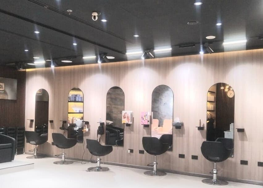 Luxurious styling chairs and mirrors at Hair Talkz Mercure Gold Hotel, Dubai, Dubai, AE.