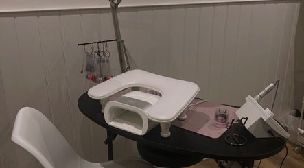 Nail care setup at Blooms Beauty Room, located inside Buntie’s, Burgess Hill, England, GB.