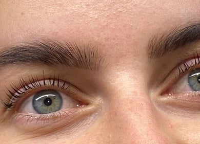 Close-up of expertly styled eyelashes at Alex at Beauty Secrets, Douglas, IM.