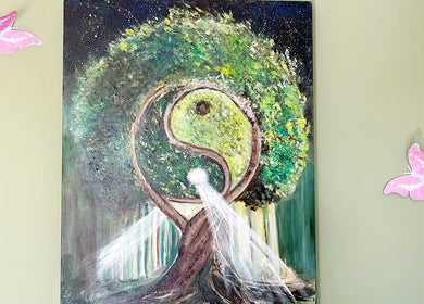 Belle peinture Yin Yang avec papillons chez Susana MARQUES - Coach de Vie, Differdange, Differdange, LU.