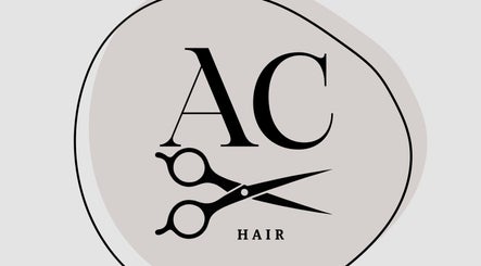 Amie C Hair logo featuring scissors, Paisley, Scotland, GB.