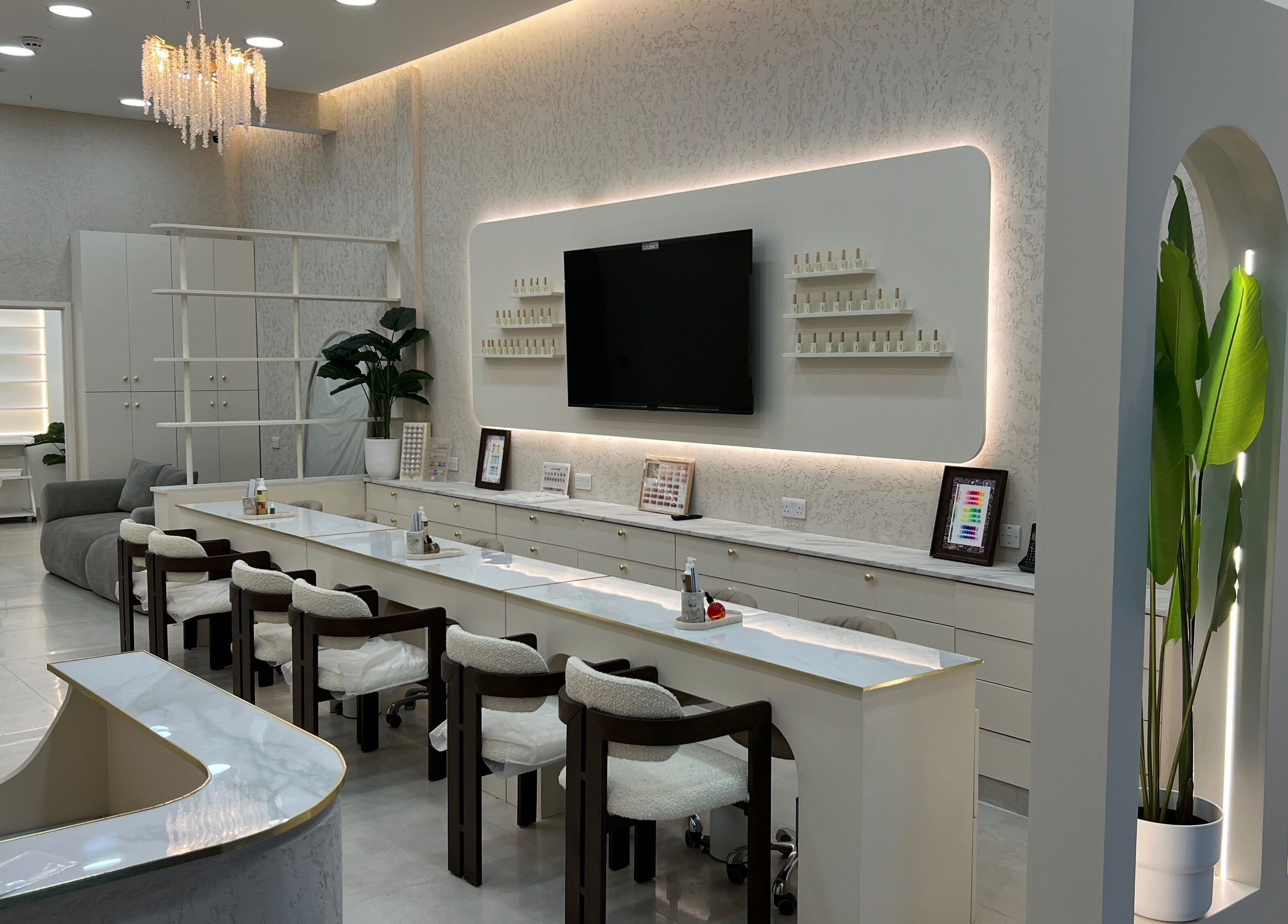 Amore Beam Park interior showcases sleek, modern beauty station in Rainham, England, GB.