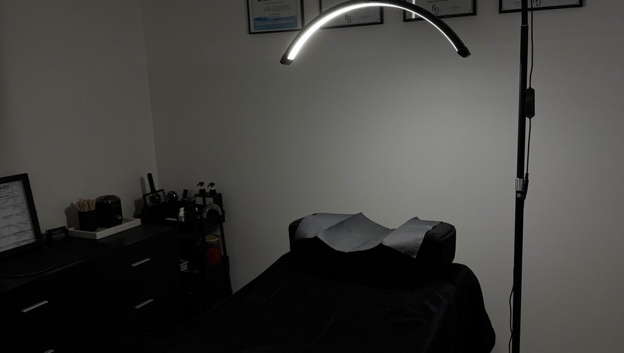 Beauty By Cy's tranquil treatment room in Austral, New South Wales, AU with elegant decor and modern lighting.