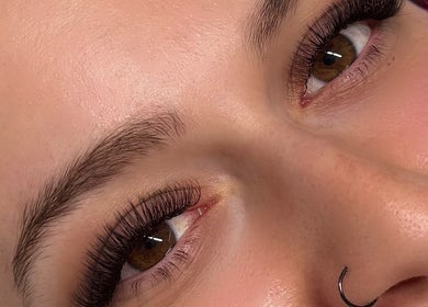 Close-up of stunning eyelash extensions at Beauty By Cy, Austral, New South Wales, AU.