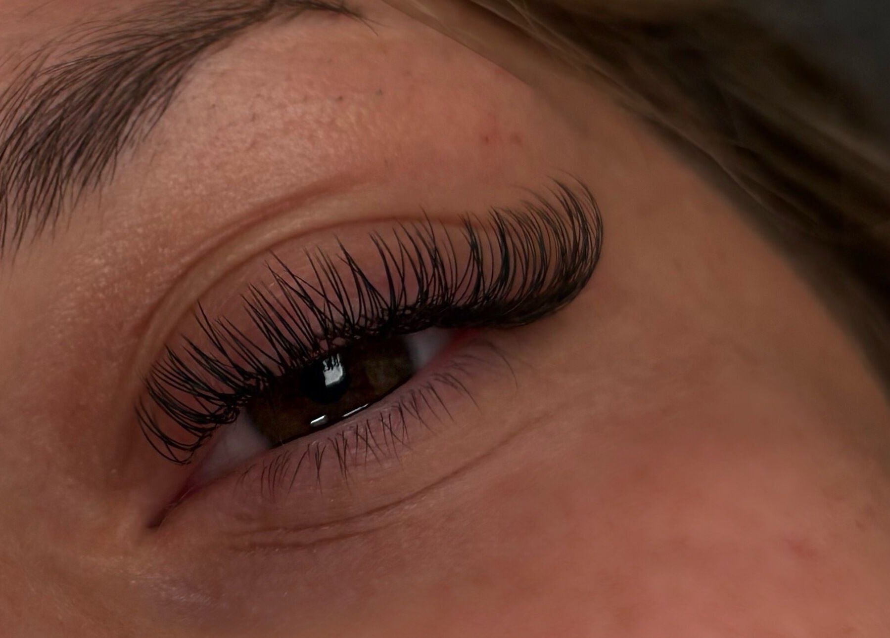Close-up of eyelash extensions at Fluff n Flutter, Mansfield, England, GB, showcasing intricate beauty detail.