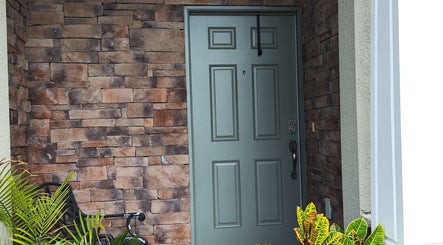 Charming entry with stone wall at Irina Titovets•Eyelash Extensions•Wesley Chapel, Wesley Chapel, Florida, US.