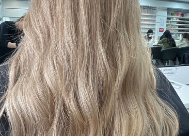 Blonde hair styled in layers at D_A hair Design, London, England, GB.
