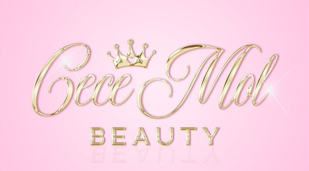 Cece Mol Beauty logo with gold script and crown on a pink background in York, England, GB.