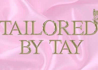 Tailored By Tay logo with butterfly detail on pink backdrop at You’re Lit Clinic, Snodland, England, GB.