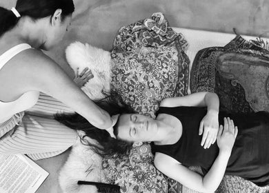 Rejuvenating session at Leah Patara Birth Doula, Red Hill, Victoria, AU. Doula assists a calm client.