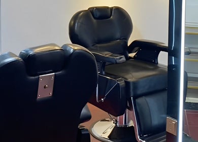 Luxurious barber chairs at Black Space Barbershop, Biñan, Calabarzon, PH offering comfort and style.