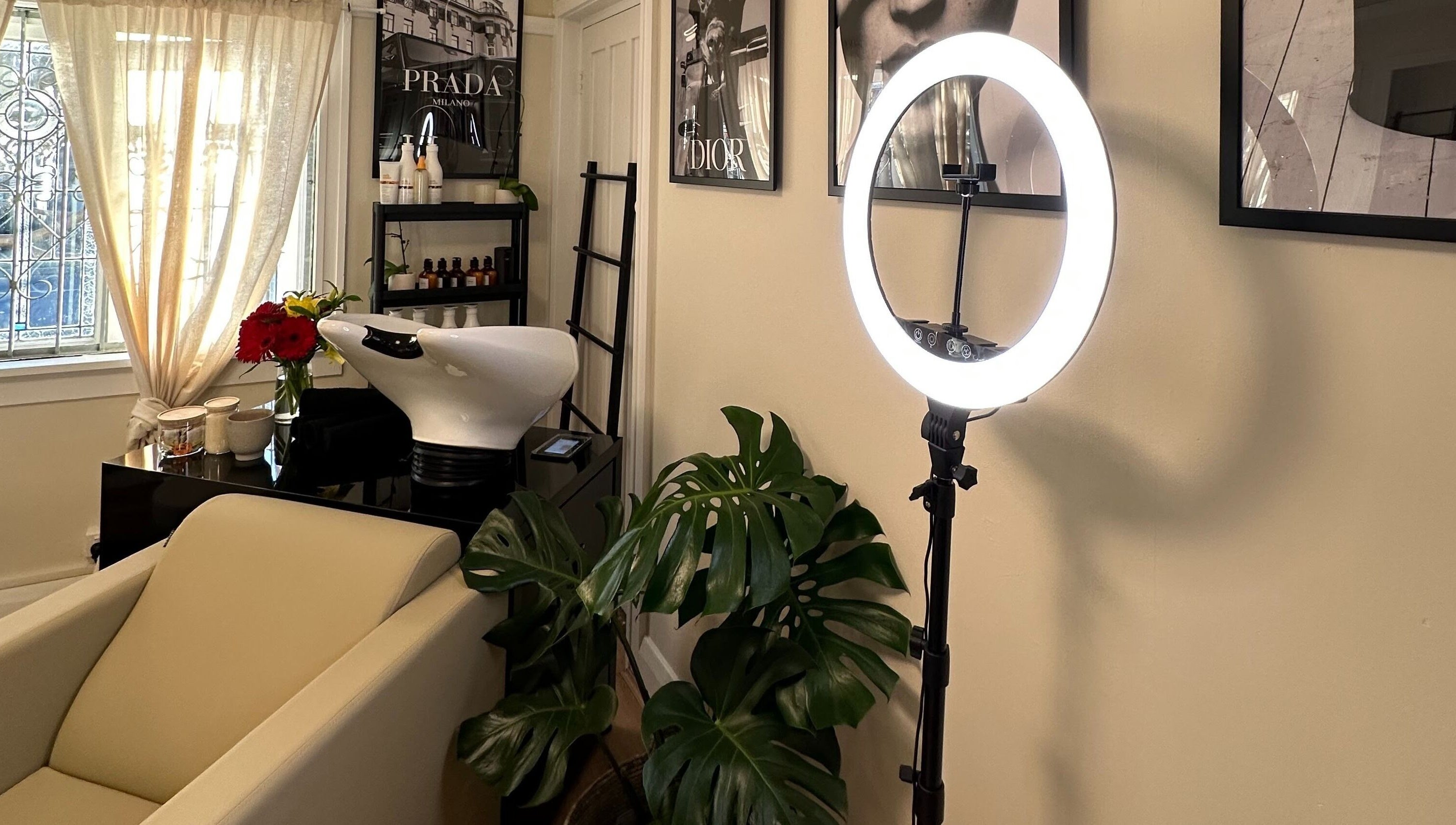 Ab Lab Hair Boutique interior, featuring chic decor and a stylist station in Queens Park, New South Wales, AU.