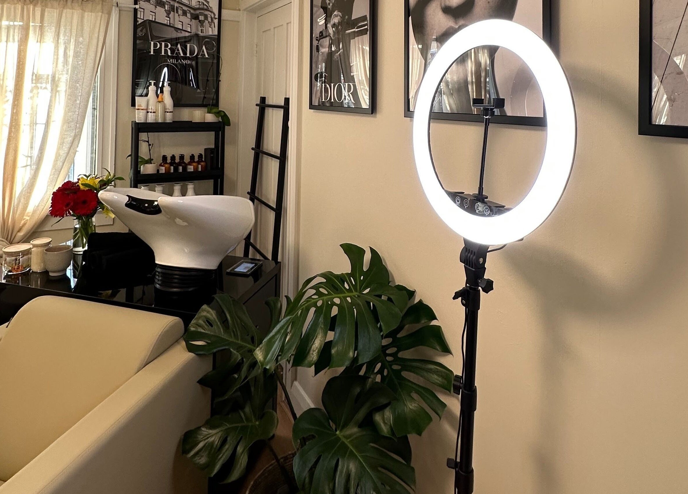 Ab Lab Hair Boutique interior, featuring chic decor and a stylist station in Queens Park, New South Wales, AU.