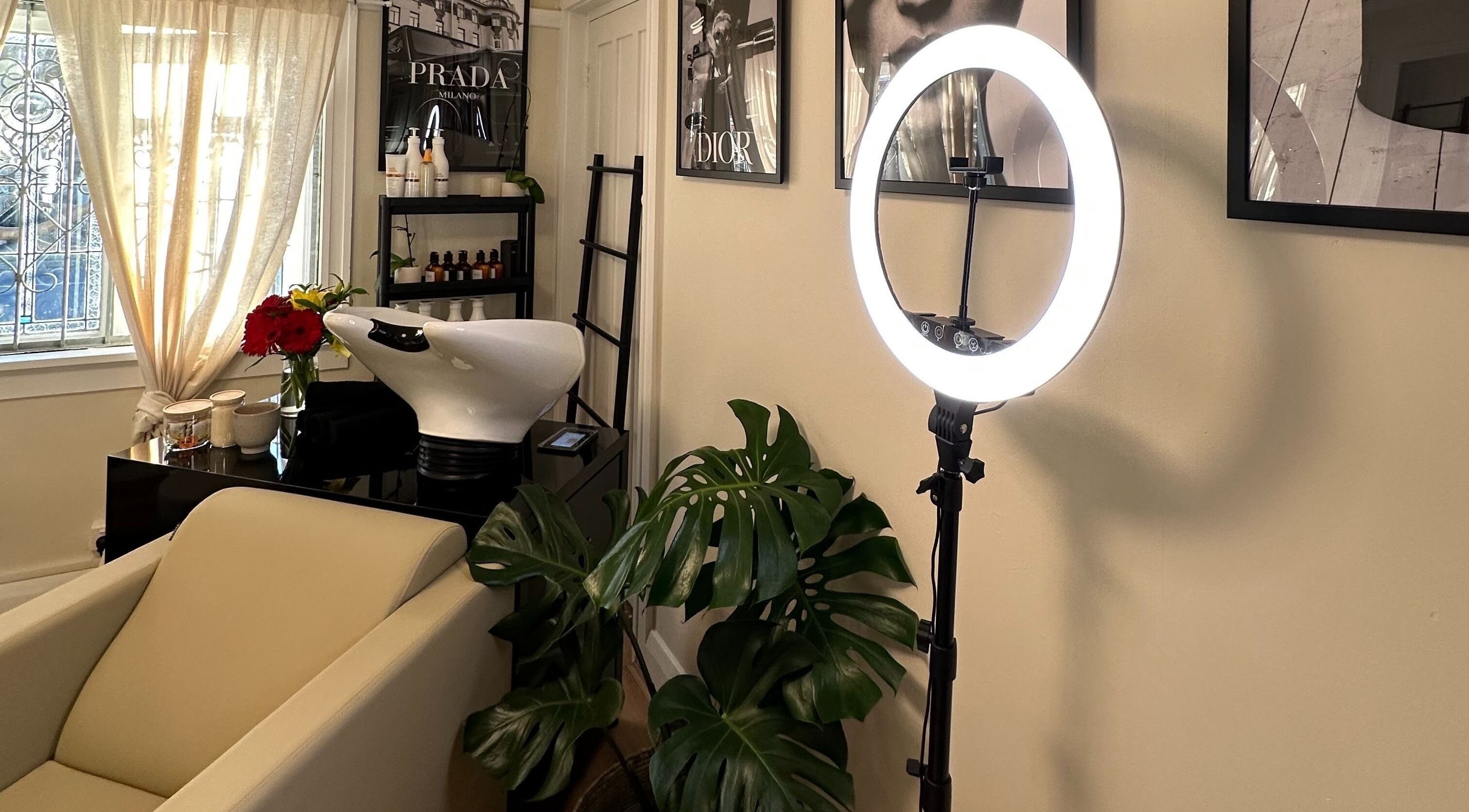 Ab Lab Hair Boutique interior, featuring chic decor and a stylist station in Queens Park, New South Wales, AU.