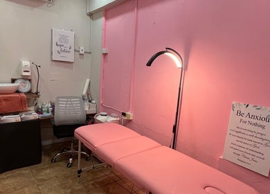 Relaxing pink beauty room at Alleviate Beauty Bar, Port of Spain, Port of Spain Corporation, TT.
