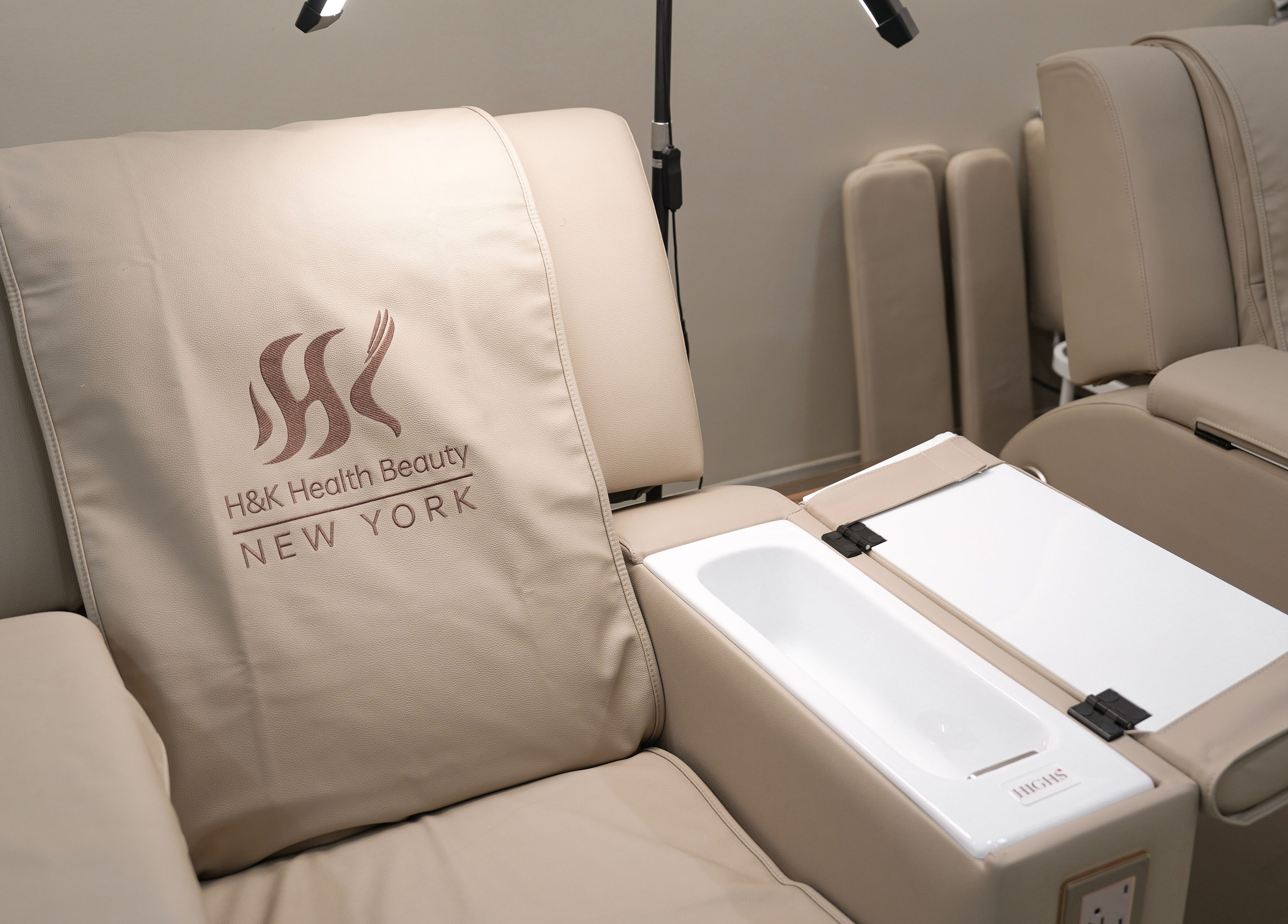 Luxury massage chair at H&K Health Beauty in New York, New York, US, promising unparalleled relaxation and comfort.