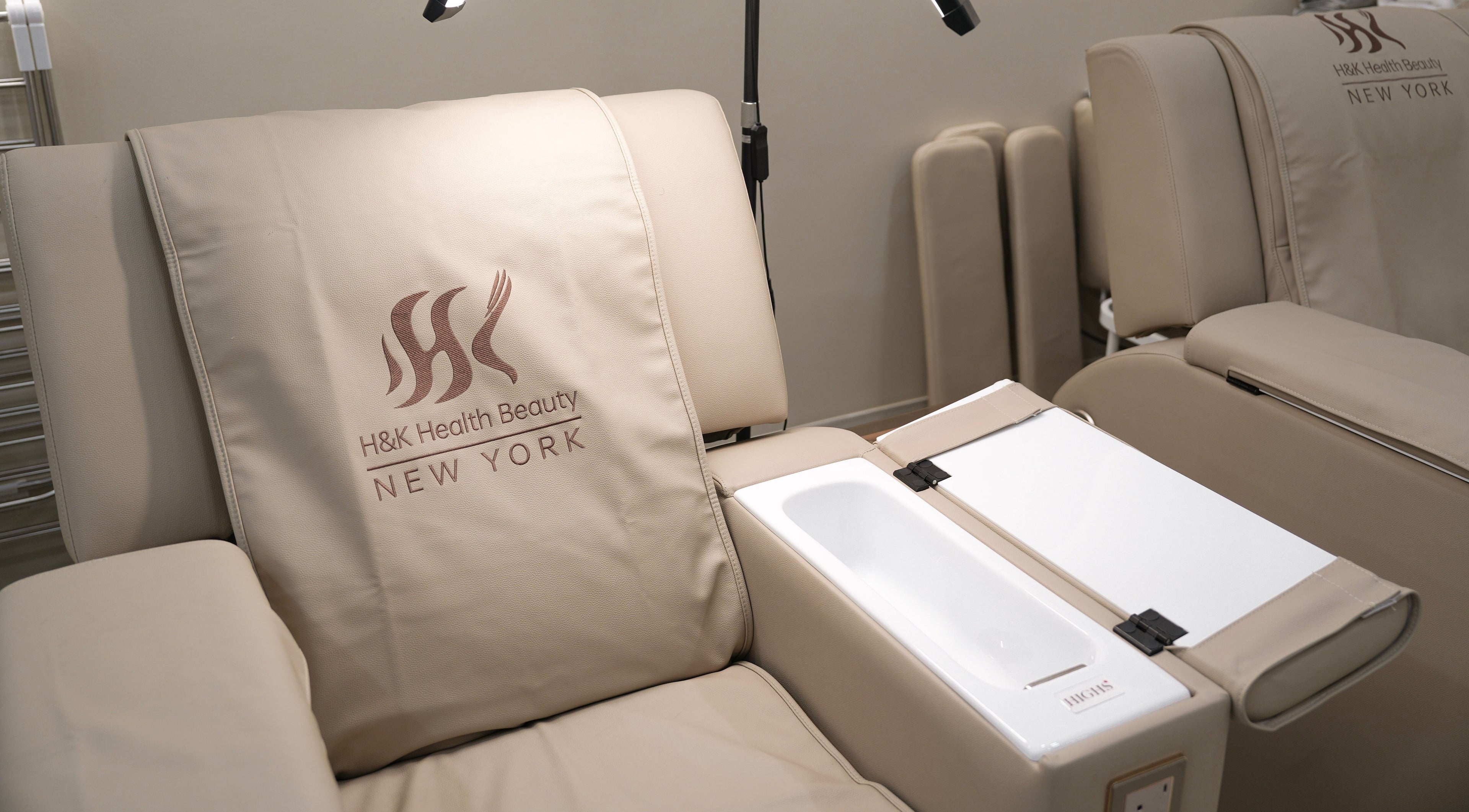 Luxury massage chair at H&K Health Beauty in New York, New York, US, promising unparalleled relaxation and comfort.