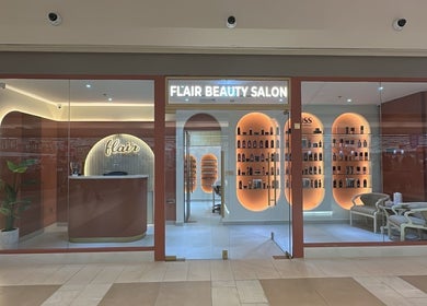 Front view of Flair Beauty Salon in Dubai, AE with modern design and welcoming ambiance.
