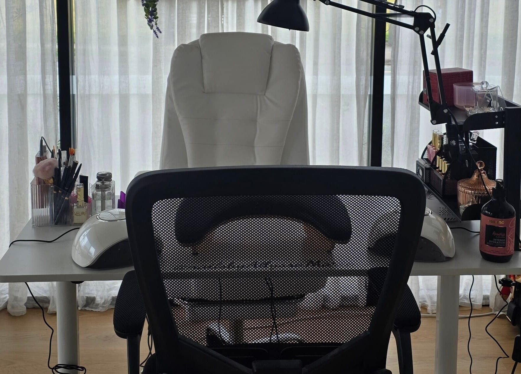 Elegant nail care station at Nails by Allyssa Marie, Mooloolaba, Queensland, AU. Modern setup with tools and products.