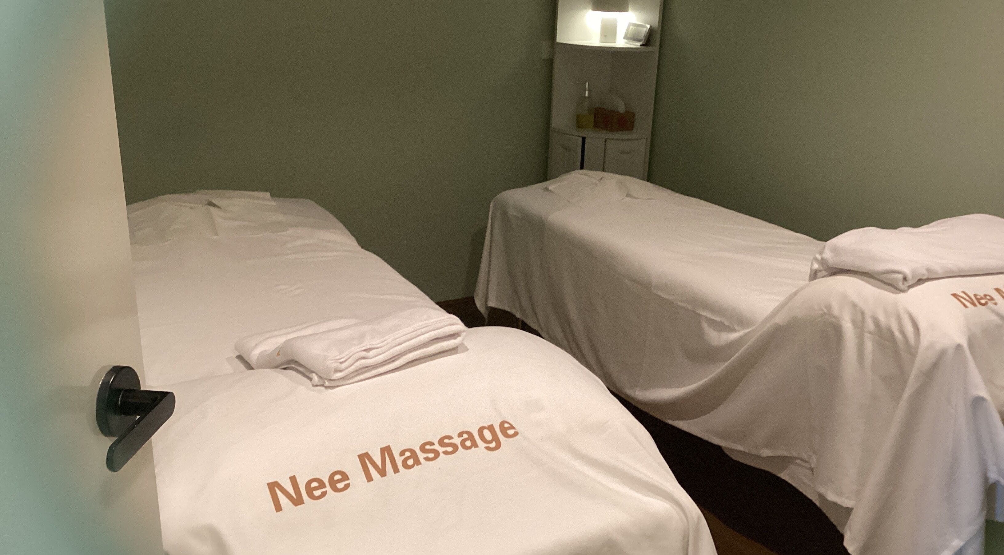 Tranquil massage room at Nee Massage | SHENTON PARK in Shenton Park, Western Australia, AU with two massage tables.