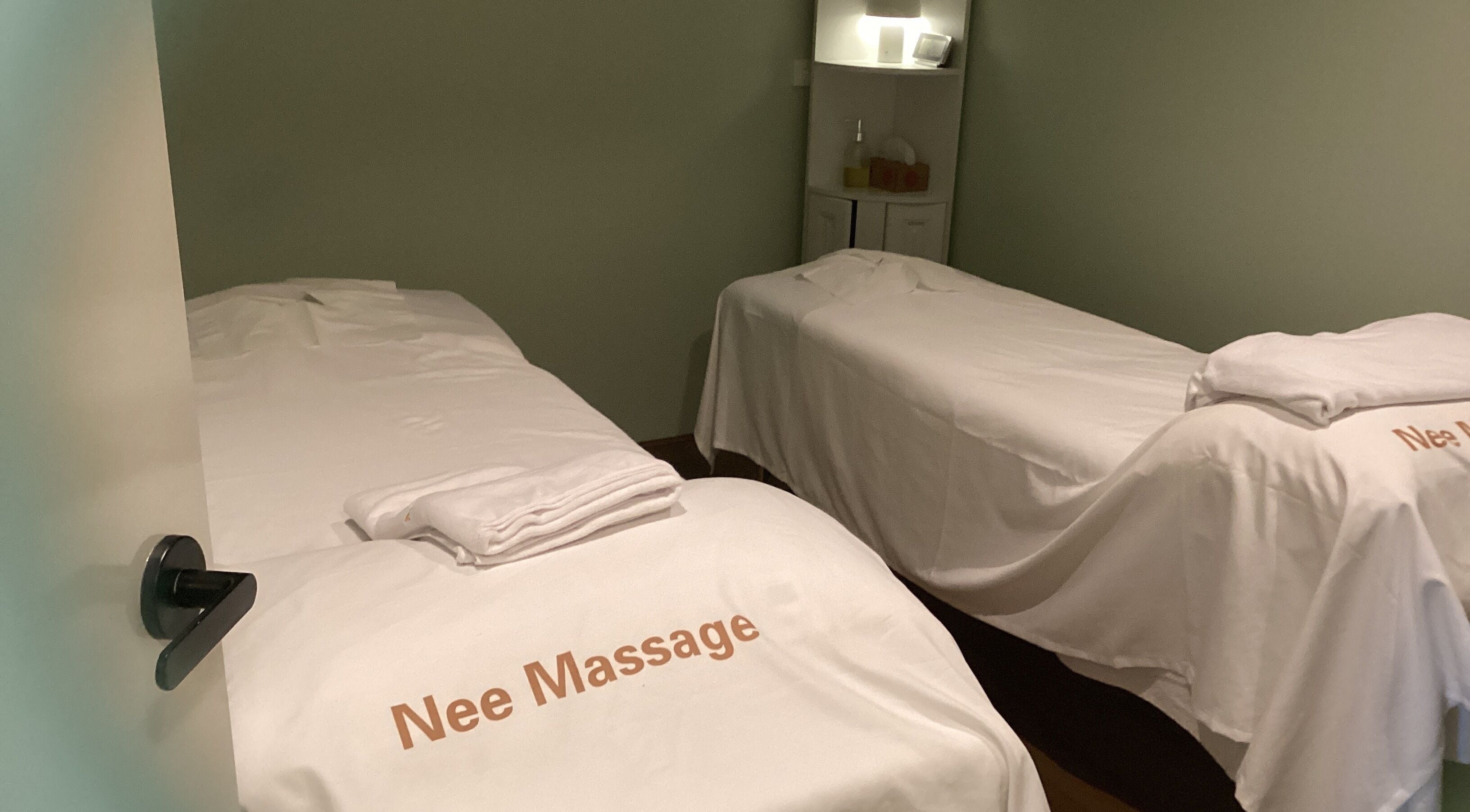 Tranquil massage room at Nee Massage | SHENTON PARK in Shenton Park, Western Australia, AU with two massage tables.