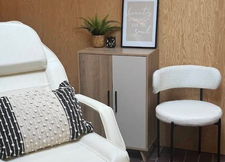 Relaxing treatment area at The Beauty Studio, Peterborough, England, GB with stylish decor and comfortable seating.
