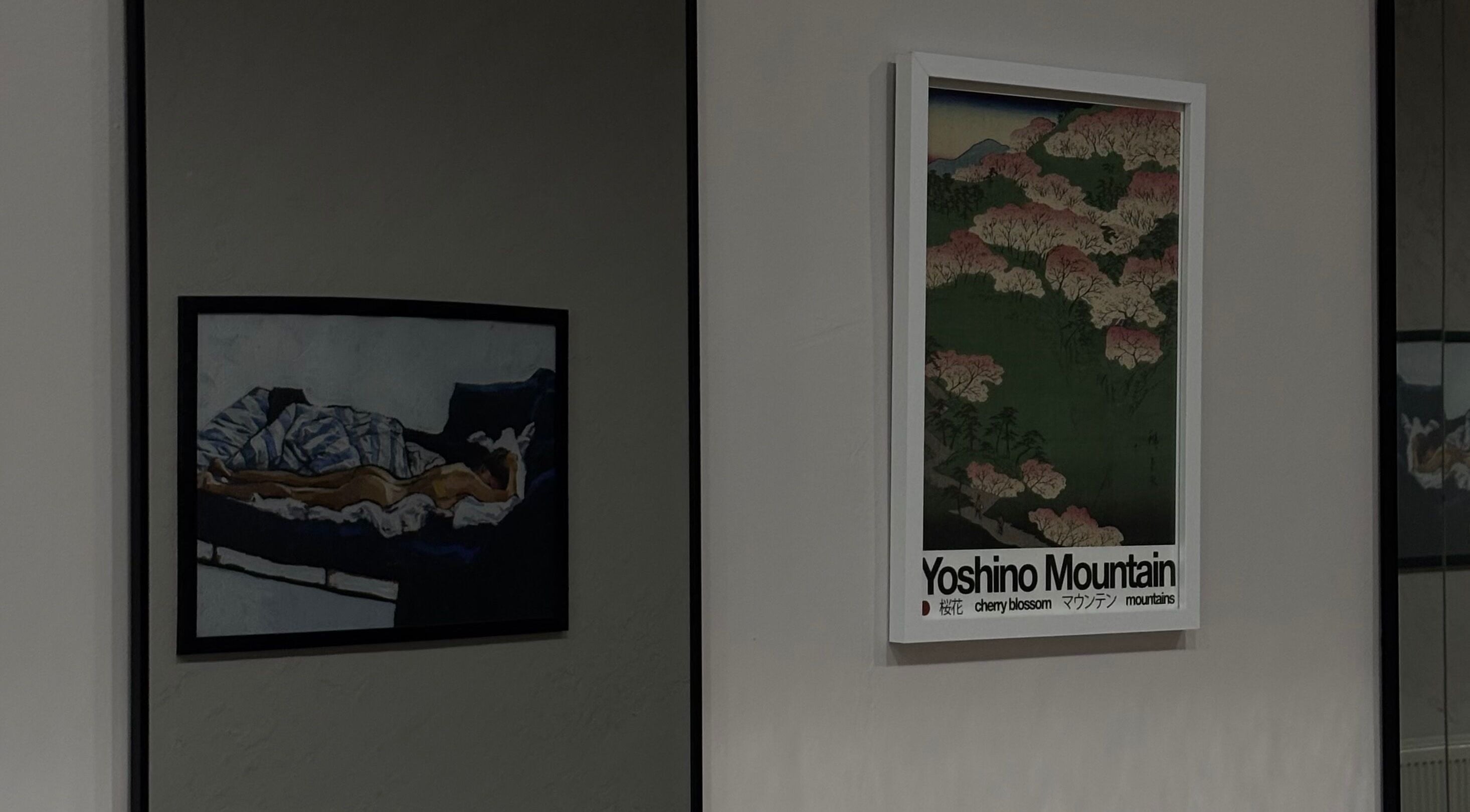 Frames showcasing art at H E I G H T S, Dundee, Scotland, GB. Perfect ambiance for beauty and wellness.