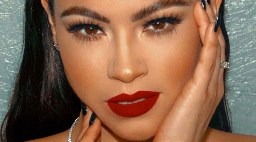 Close-up of a woman with bold makeup at Cebeauti in Philadelphia, Pennsylvania, US.