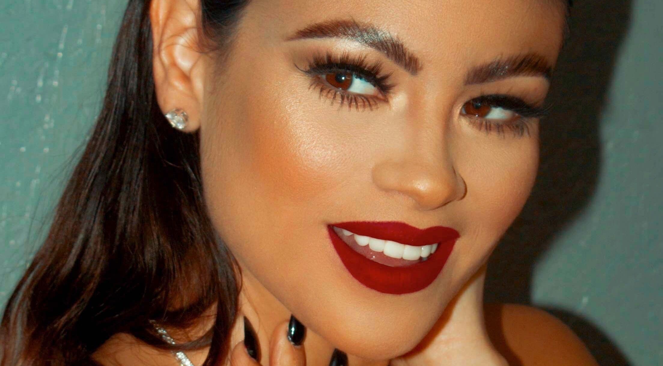 Close-up of a woman with elegant makeup at Cebeauti in Philadelphia, Pennsylvania, US.