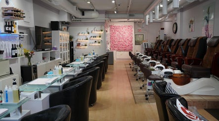 Elegance Nail & Spa's inviting interior with nail stations in Naperville, Illinois, US.