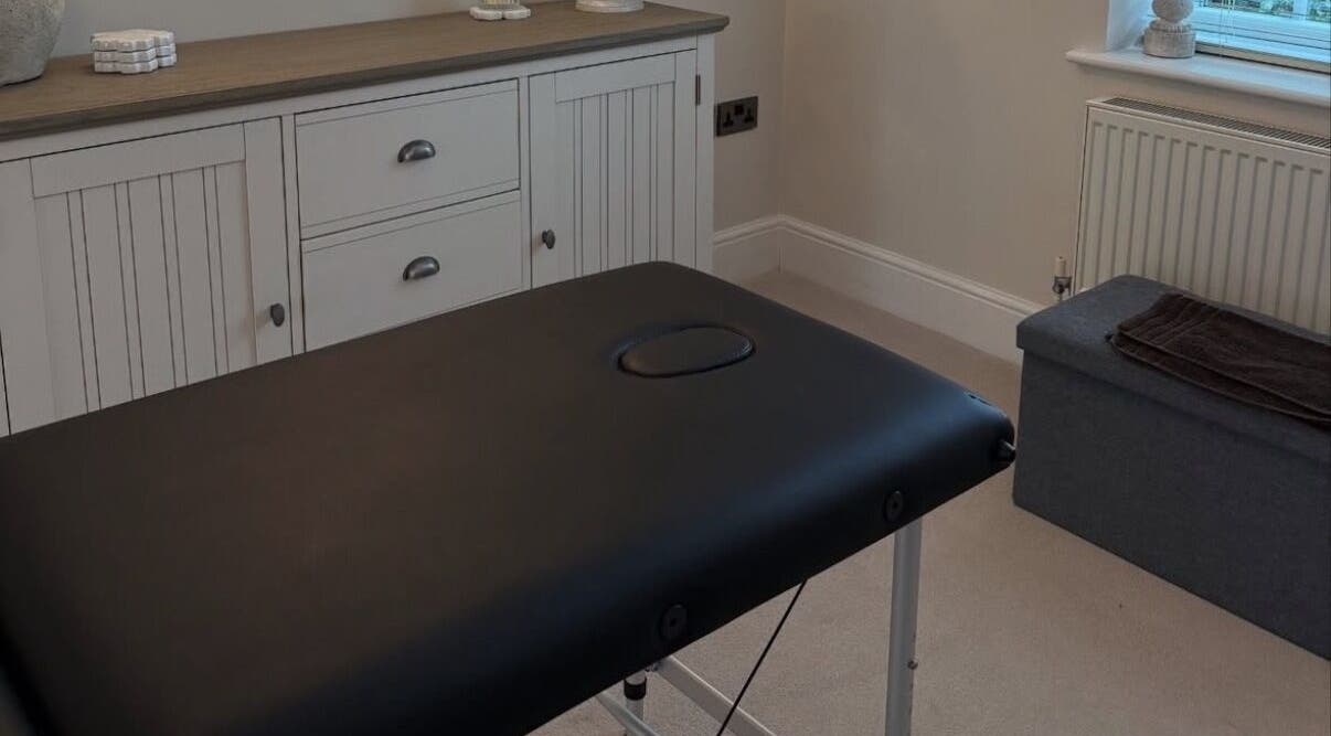 Relaxing treatment room at Naturabelle Aesthetics, Barlow, England, GB, featuring a comfortable massage table.