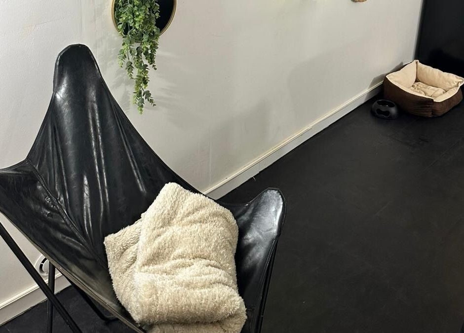 Espace détente avec chaise noire et plaid chez Lou Lou, Aix-en-provence, Provence-alpes-côte D'azur, FR.