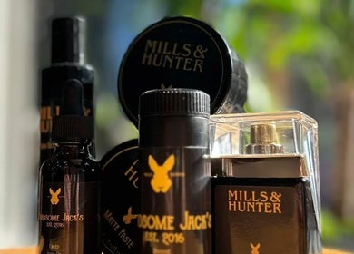 Handsome Jacks Whitley Bay grooming products on display in Whitley Bay, England, GB.